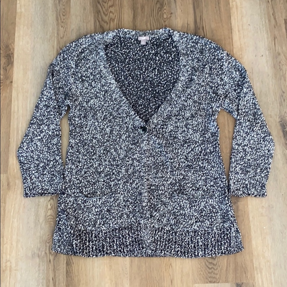 J Jill Black and White Cardigan